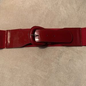 Red Stretch Belt with Silver Buckle